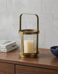 5" Gold Glass Tabletop Lantern Candle Holder