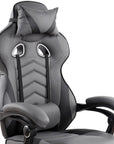 Gray Adjustable Height Swivel Rolling Racecar Executive Office Chair