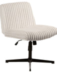 Ivory And Black Adjustable Height Faux Fur Swivel Rolling Gaming Chair