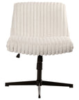 Ivory And Black Adjustable Height Faux Fur Swivel Rolling Gaming Chair