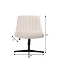 Ivory And Black Adjustable Height Faux Fur Swivel Rolling Gaming Chair