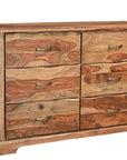 Five Piec Brown Solid Wood Bedroom Set With Mirror