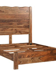 Five Piec Brown Solid Wood Bedroom Set With Mirror
