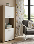 53" Beige Wood One Tier Bookcase with One Door