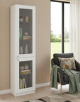 71" White Wood One Tier Bookcase with One Door
