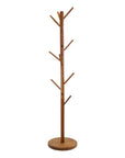 67" Brown Solid Wood Ten Hook Freestanding Coat Rack