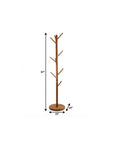 67" Brown Solid Wood Ten Hook Freestanding Coat Rack