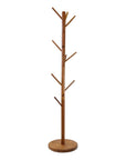 67" Brown Solid Wood Ten Hook Freestanding Coat Rack