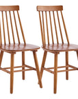 Set of Two Walnut Solid Wood Windsor Back Dining Side Chairs
