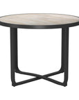 42" Black Glass And Aluminum Cross Leg Base Round Top Dining Table