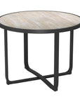 42" Black Glass And Aluminum Cross Leg Base Round Top Dining Table