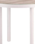 36" Natural and White Glass Wood and Aluminum Round Outdoor Dining Table