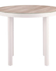 36" Natural and White Glass Wood and Aluminum Round Outdoor Dining Table