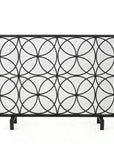 41" Black Carved Geometric Iron And Metal Ethanol Fireplace