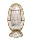 31" White Steel Outdoor Egg Chair with Cream Cushion