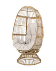 31" White Steel Outdoor Egg Chair with Cream Cushion