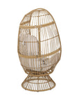 31" White Steel Outdoor Egg Chair with Cream Cushion