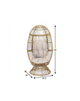 31" White Steel Outdoor Egg Chair with Cream Cushion