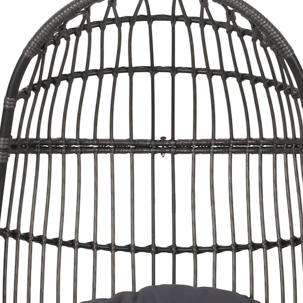 30" Gray Steel Outdoor Egg Chair with Gray Cushion