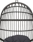 30" Gray Steel Outdoor Egg Chair with Gray Cushion