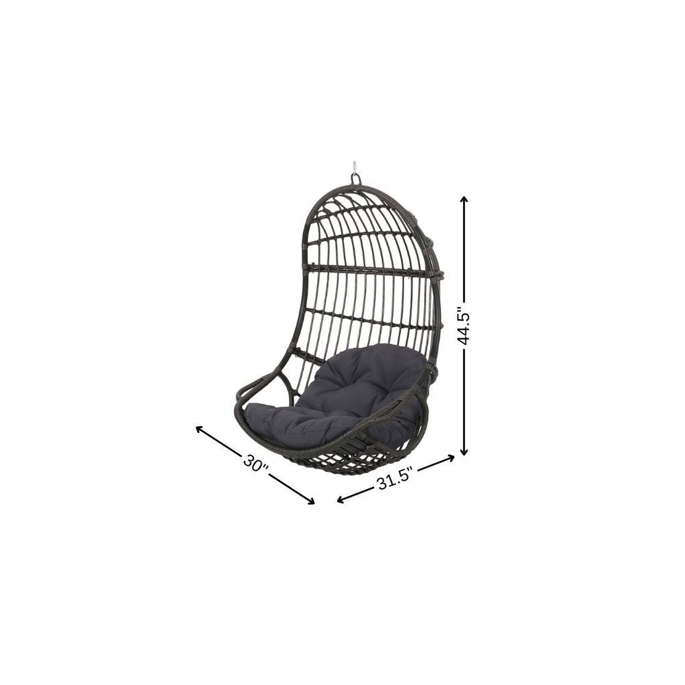 30" Gray Steel Outdoor Egg Chair with Gray Cushion