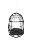 30" Gray Steel Outdoor Egg Chair with Gray Cushion