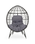 39" Gray Steel Outdoor Egg Chair with Gray Cushion