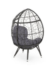 39" Gray Steel Outdoor Egg Chair with Gray Cushion