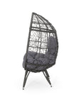 39" Gray Steel Outdoor Egg Chair with Gray Cushion