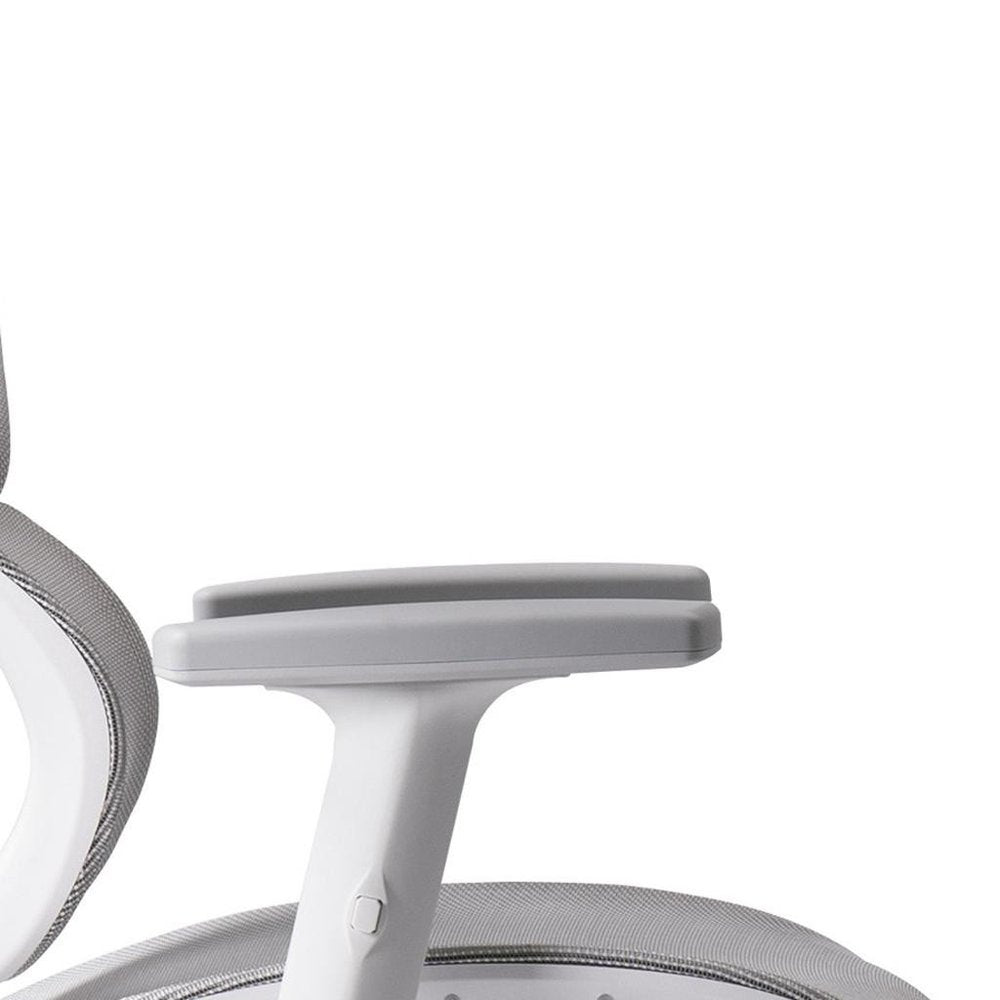 Light Gray And White Adjustable Height Swivel Rolling Gaming Chair With Footrest