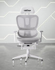 Light Gray And White Adjustable Height Swivel Rolling Gaming Chair With Footrest