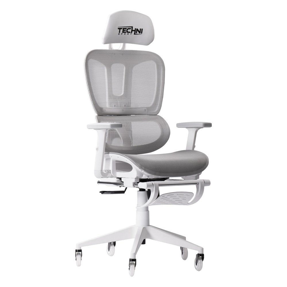Light Gray And White Adjustable Height Swivel Rolling Gaming Chair With Footrest