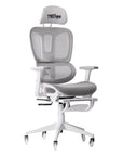 Light Gray And White Adjustable Height Swivel Rolling Gaming Chair With Footrest