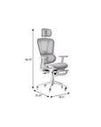 Light Gray And White Adjustable Height Swivel Rolling Gaming Chair With Footrest