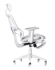 Light Gray And White Adjustable Height Swivel Rolling Gaming Chair With Footrest
