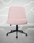 Pink and Black Adjustable Height Faux Fur Swivel Rolling Gaming Chair