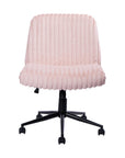 Pink and Black Adjustable Height Faux Fur Swivel Rolling Gaming Chair