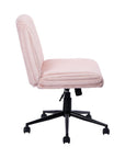 Pink and Black Adjustable Height Faux Fur Swivel Rolling Gaming Chair