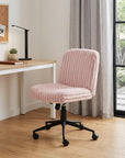 Pink and Black Adjustable Height Faux Fur Swivel Rolling Gaming Chair