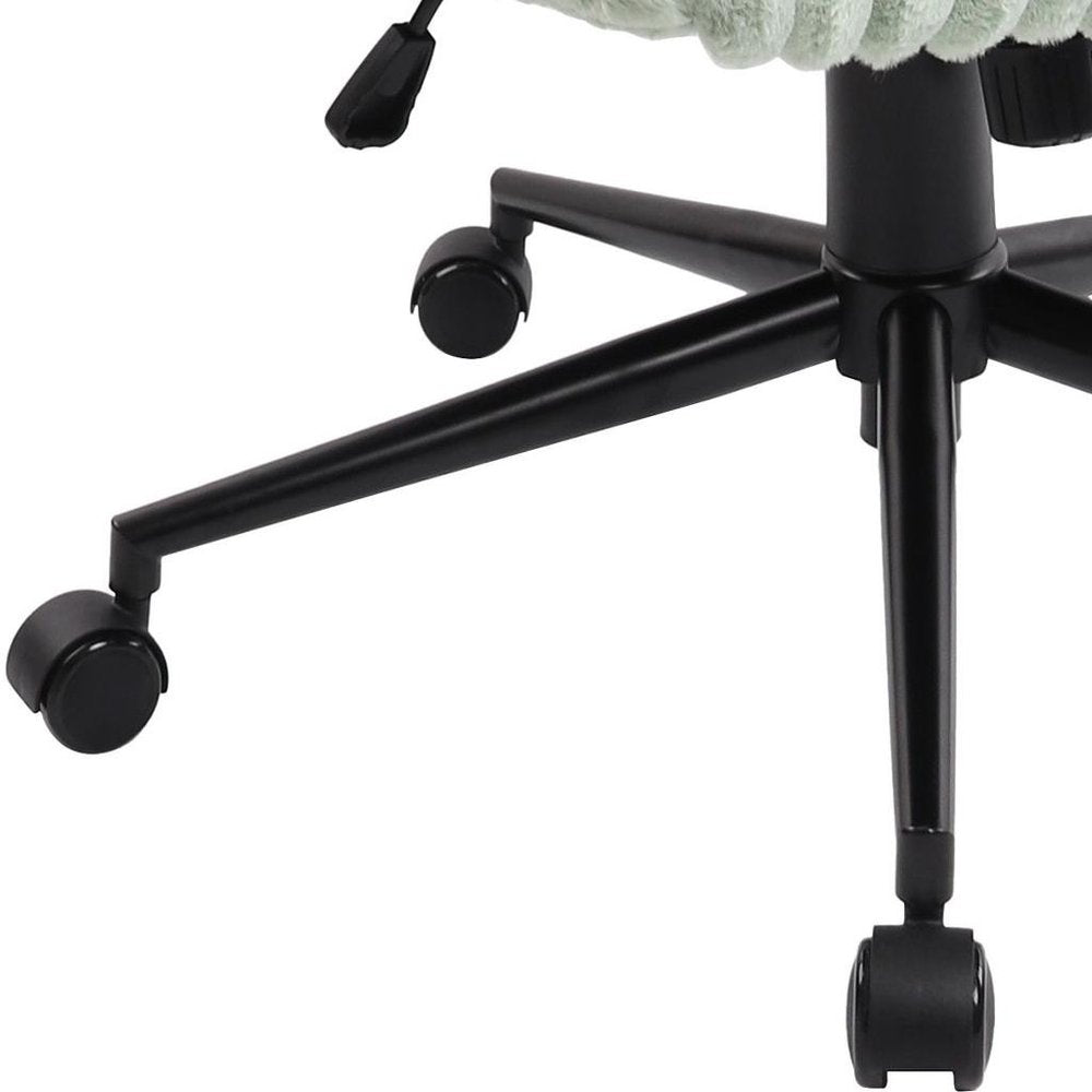 Pink and Black Adjustable Height Faux Fur Swivel Rolling Gaming Chair