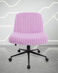 Pink and Black Adjustable Height Faux Fur Swivel Rolling Gaming Chair