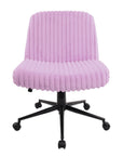 Pink and Black Adjustable Height Faux Fur Swivel Rolling Gaming Chair