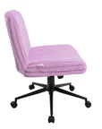 Pink and Black Adjustable Height Faux Fur Swivel Rolling Gaming Chair