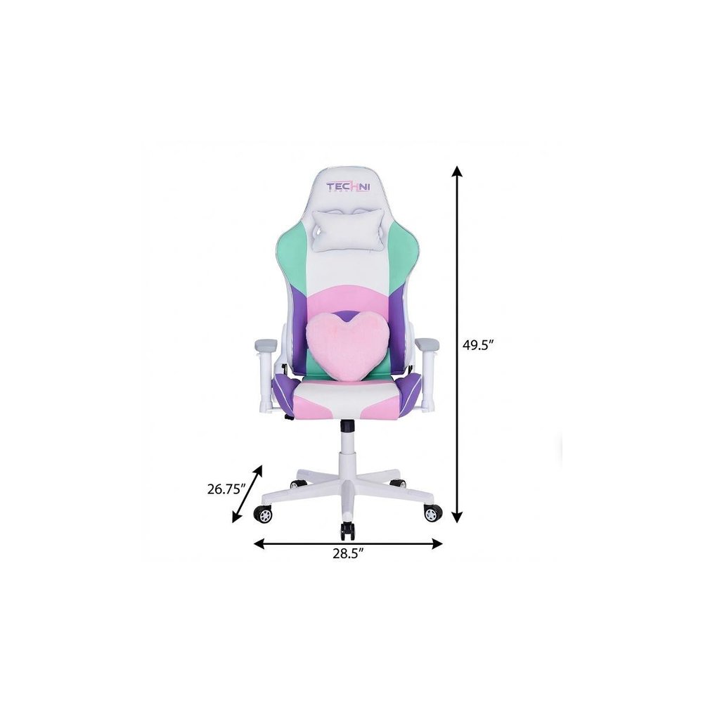Pink Purple And White And White Swivel Rolling Gaming Chair