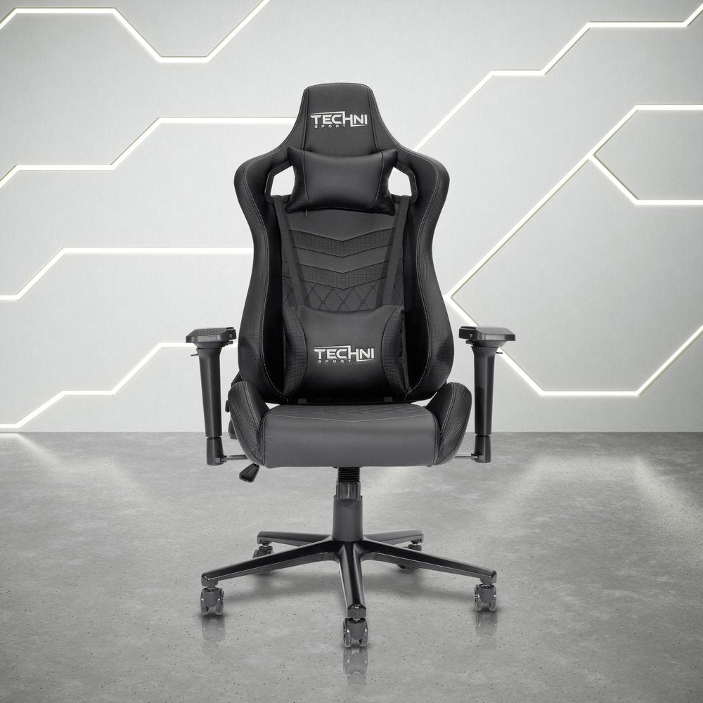 Black Swivel Rolling Racecar Gaming Chair