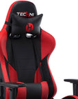 Black And Red And Black Swivel Rolling Gaming Chair