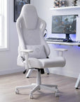 White Velvet Swivel Rolling Gaming Chair