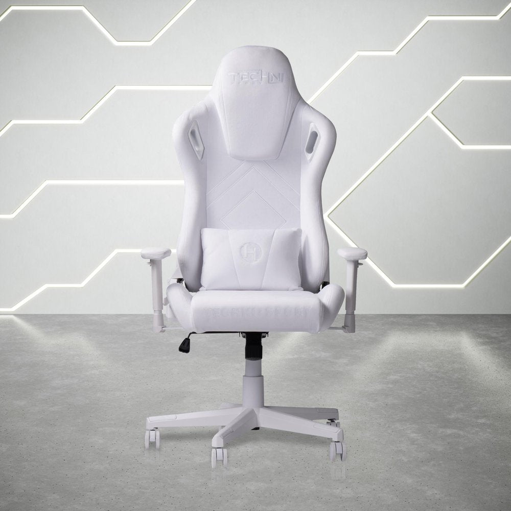 White Velvet Swivel Rolling Gaming Chair