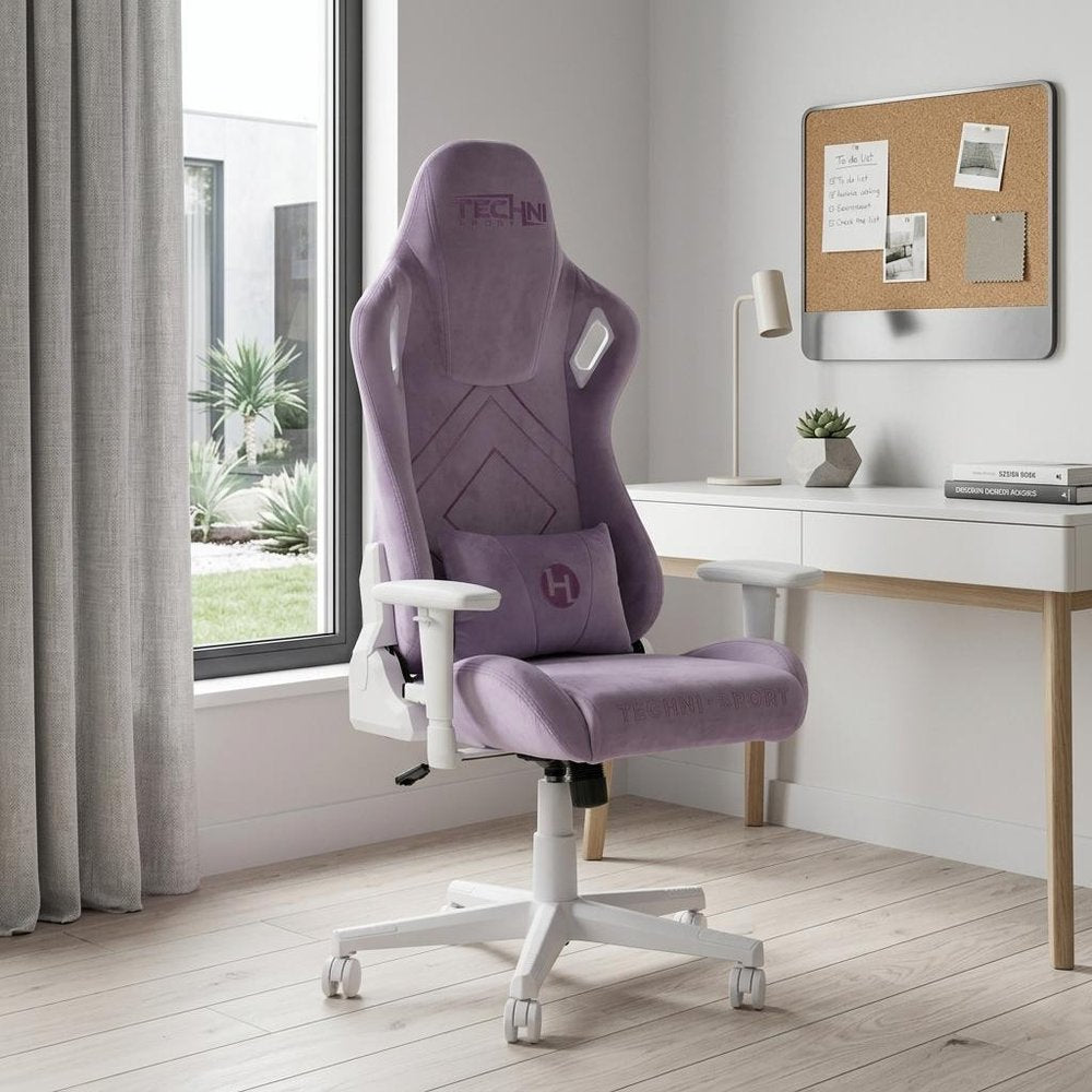 White Velvet Swivel Rolling Gaming Chair