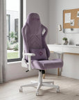 White Velvet Swivel Rolling Gaming Chair